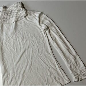 Alfani Petite Soft Turtleneck Shirt Sz S White Ripple Cuff & Neck Light Sweater